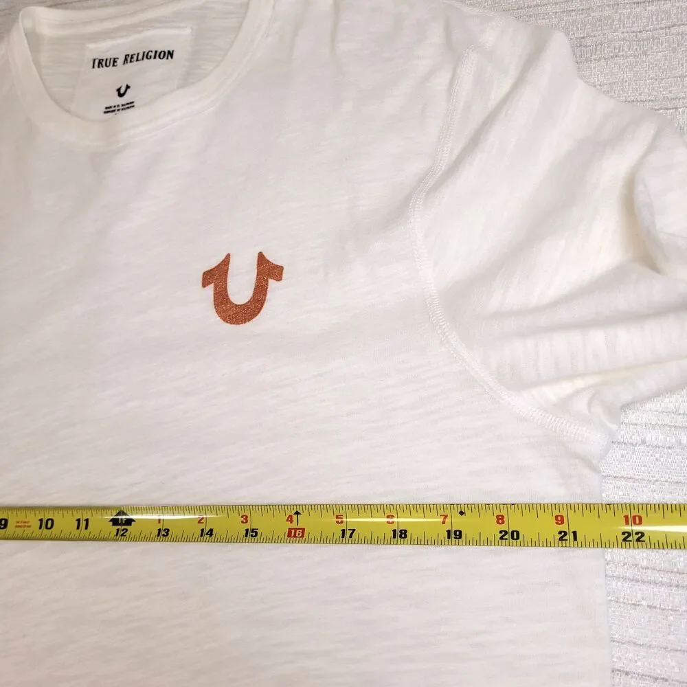 TRUE RELIGION Long Sleeve Shirt Sleeve Hits Optic White Unisex Medium *NEW* $79